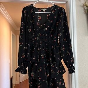 Floral Black Dress